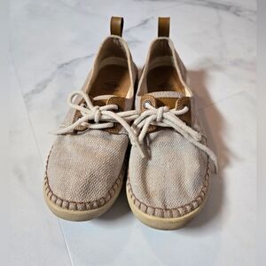 PLDM Palladium Khaki Leather Detail Boat Shoes Size 7.5